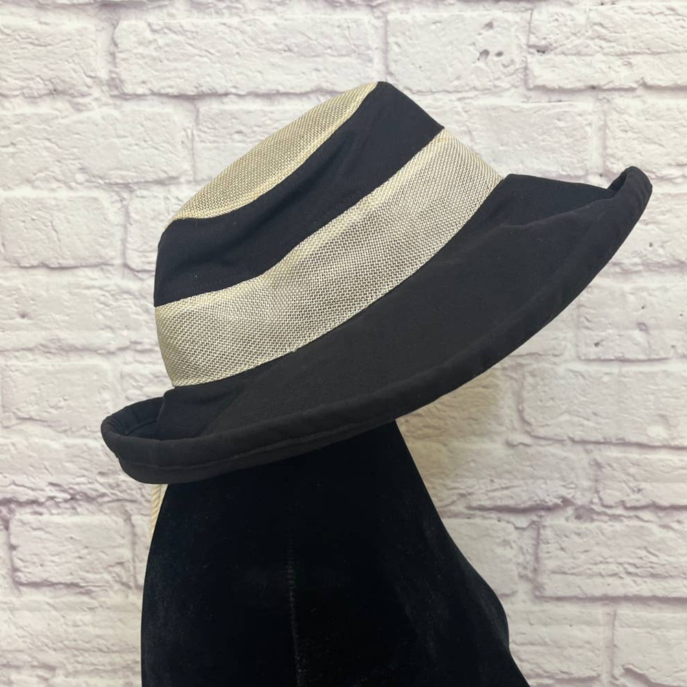 Black and Cream Women's Wide-Brim Hat